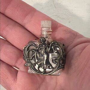 Antique France Silver & Glass Art Nouveau perfume bottle